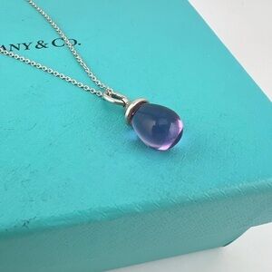 Tiffany & Co. 5 Carat Amethyst Pendant Necklace 18” Sterling Silver 💜💜